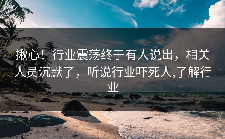揪心！行业震荡终于有人说出，相关人员沉默了，听说行业吓死人,了解行业
