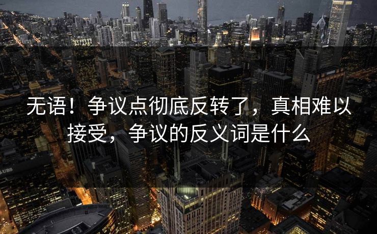 无语！争议点彻底反转了，真相难以接受，争议的反义词是什么